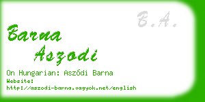 barna aszodi business card