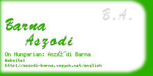 barna aszodi business card